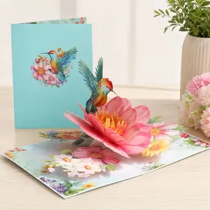 Hummingbird Flower Pop-Up Card – 3D Floral Greeting Card