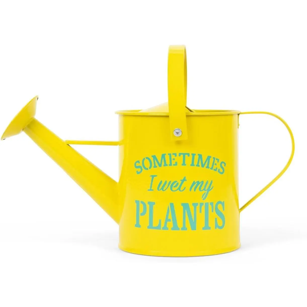 Small Indoor Watering Can - Gardening Gifts for Women -Sometimes I Wet My - 1.6 L - Cute Watering Can for Gardeners - Yellow Galvanized Metal