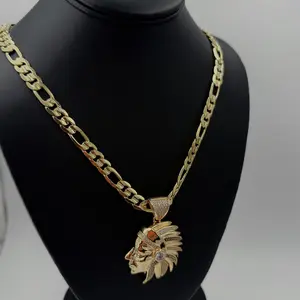 Cadena  tres en uno con el rostro del indio