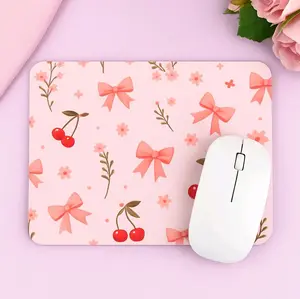 Cute Cherry & Bows Mousepad - Aesthetic Desk Mat for Laptop & PC - Kawaii Office Decor