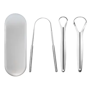Metal Tongue Scraper(3 Pack) - Stainless Steel  Scrappers for Tongue Cleaning and Reducing Bad Breath - Stainless Tongue Scrapers for Adults,  Portable Tongue Scrappers,Tongue Cleaner for Adults