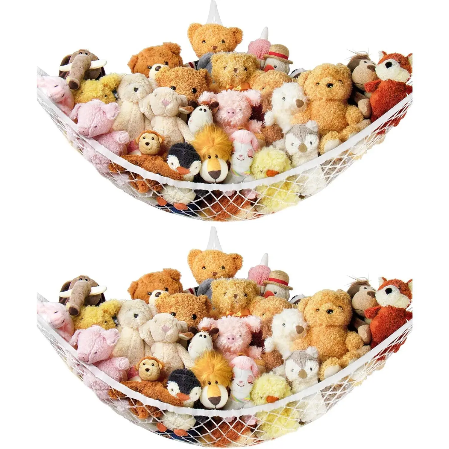Stuffed Animal Storage Hammock Net Corner - Large Toy Hammock Net for Stuffed Animals Room Decor - Cute Stuff Animal Organizer Holder for Plush Plushie - Kids Baby Nursery Wall Bedroom Home Decor