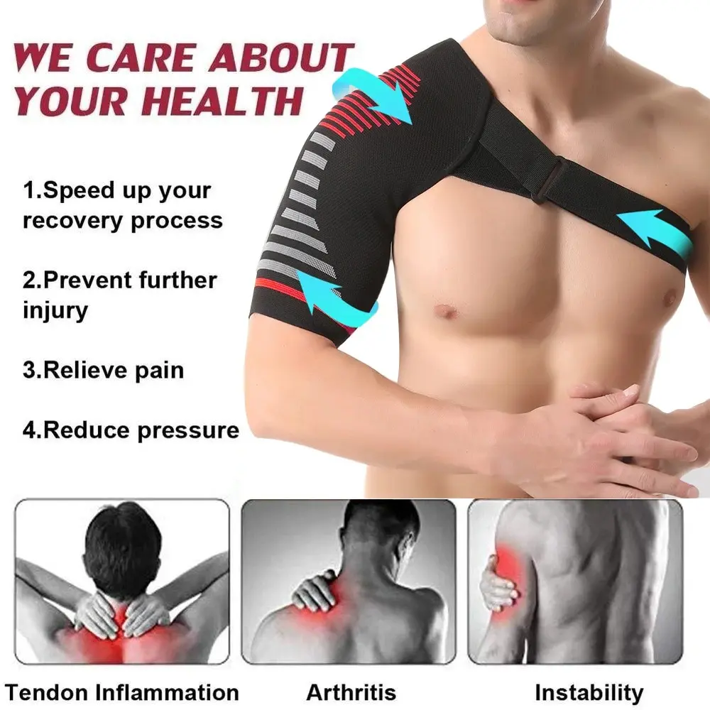 Men's Athletic Shoulder Brace, Adjustable 1-Piece Breathable Mesh Immobilizer for Rotator Cuff Support and Sports Injury Recovery, Shoulder Immobilizer, Prop 65 Safe, One-Piece