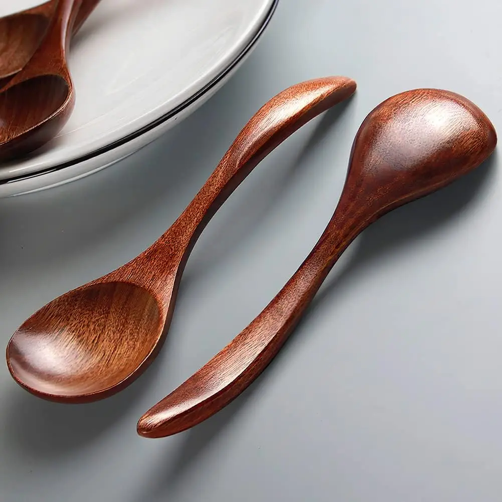Wooden Rice Spoon Traditional Japanese Style, Rat Tail Design, Eco-Friendly Kitchenware Tableware Essential Utensils, Perfect for Ramen and Daily Use, Sleek Scoop, Wooden Spoons