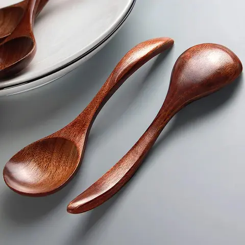 Wooden Rice Spoon Traditional Japanese Style, Rat Tail Design, Eco-Friendly Kitchenware Tableware Essential Utensils, Perfect for Ramen and Daily Use, Sleek Scoop, Wooden Spoons