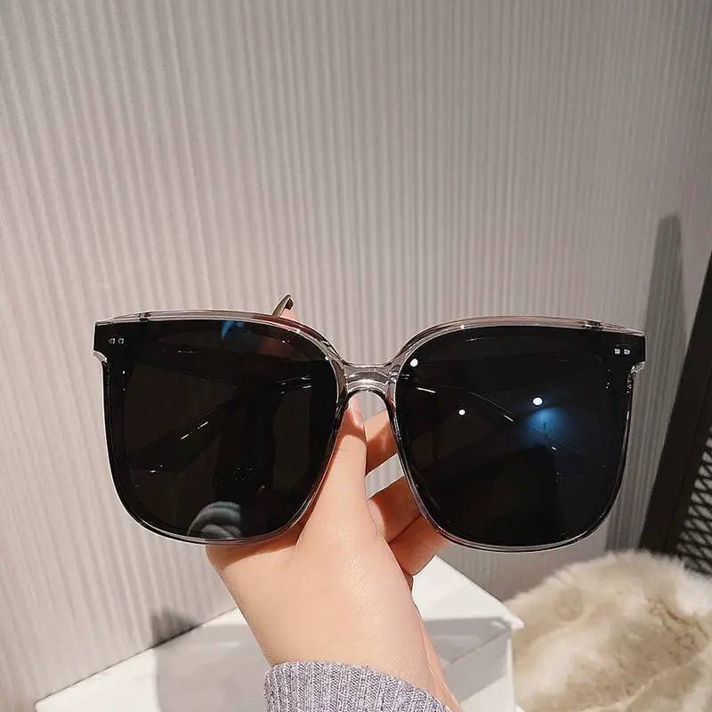 Oversized Wide Square Sunglasses For Large Faces, UV400 Big Frame Flattering Shades, Lightweight Glossy Black Sunnies For Driving Beach Daily Outfit