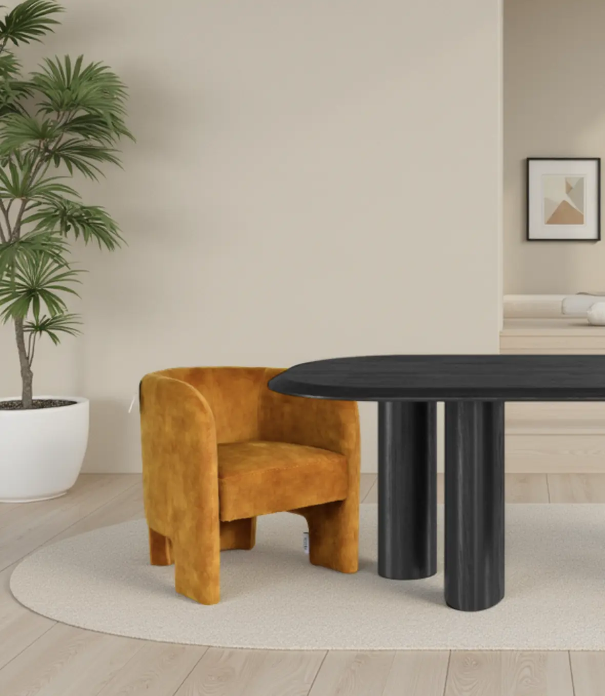 Nera Velvet Upholstered Dining Chair Mustard