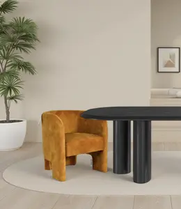 Nera Velvet Upholstered Dining Chair Mustard