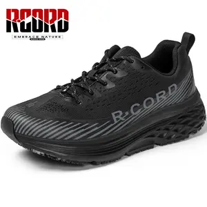 R CORD Women Kitchen Shoes Waterproof Slip Resistant Work Shoes for Food Service Nurse Chef Oil Resistant Anti Slip Comfortable Walking Sneakers Black Breathable Arch Support ESD Shoes （Note: The gift is a random number）