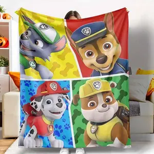Paw Patrol Pups Flannel Blanket Soft Cozy Warm Lightweight Cartoon Character Print Perfect for Couch Sofa Bed Travel Home Decor Gift Idea for Boys and Girls