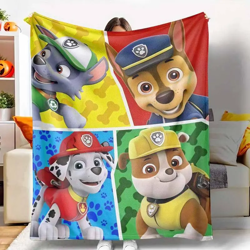 Paw Patrol Pups Flannel Blanket Soft Cozy Warm Lightweight Cartoon Character Print Perfect for Couch Sofa Bed Travel Home Decor Gift Idea for Boys and Girls