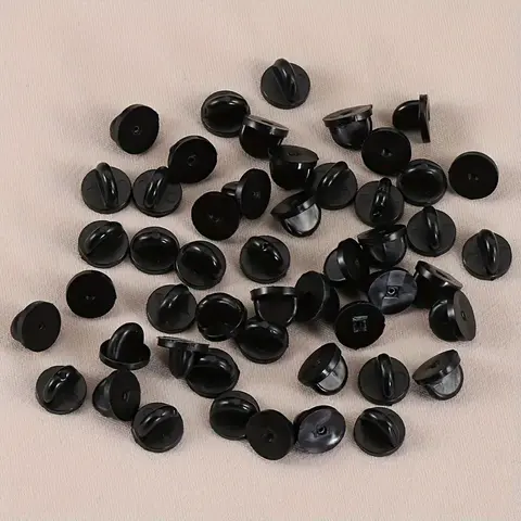 Black PVC Rubber Needle Backboard Collar Clips - Durable Material, 30/60/90/120pcs Quantities, Simple Shape, Adults' Unisex DIY Hat Badge Accessory for Manual Charms Jewelry Making, Casual Everyday Wear