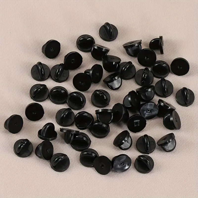 Black PVC Rubber Needle Backboard Collar Clips - Durable Material, 30/60/90/120pcs Quantities, Simple Shape, Adults' Unisex DIY Hat Badge Accessory for Manual Charms Jewelry Making, Casual Everyday Wear