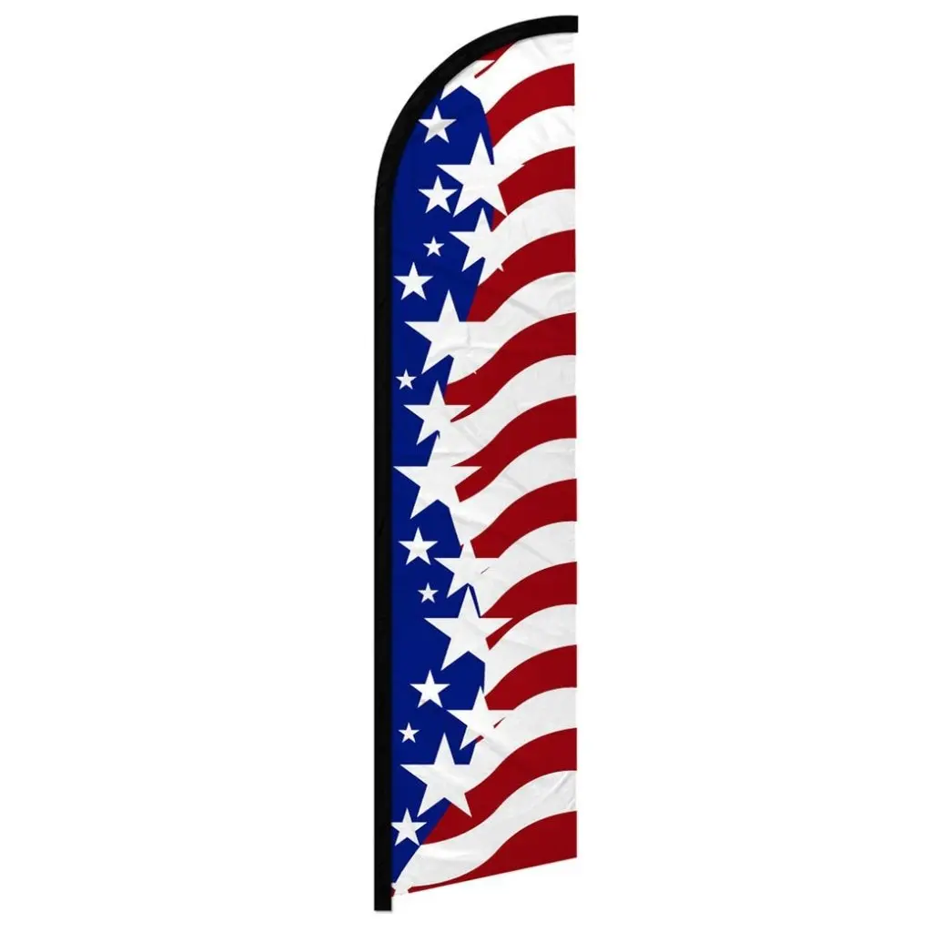 High-Tenacity Synthetic USA Star Spangled Polyester Knit Windproof Decorative Banner Flag, 11.5x2.5 ft, Curved Sleeve, Easy-Install Best Quality Advertising Flag, Outdoor-Safe Hangable Festive Display Decoration
