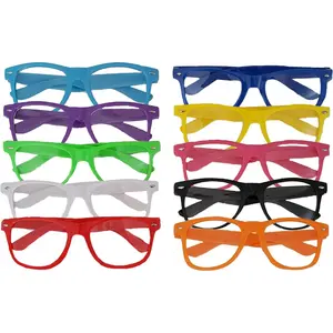 Glasses with Clear Lenses (10 or 20 Pack) - Black or Multi-Colored Frames - Ages 12+, Non-Prescription, Unisex