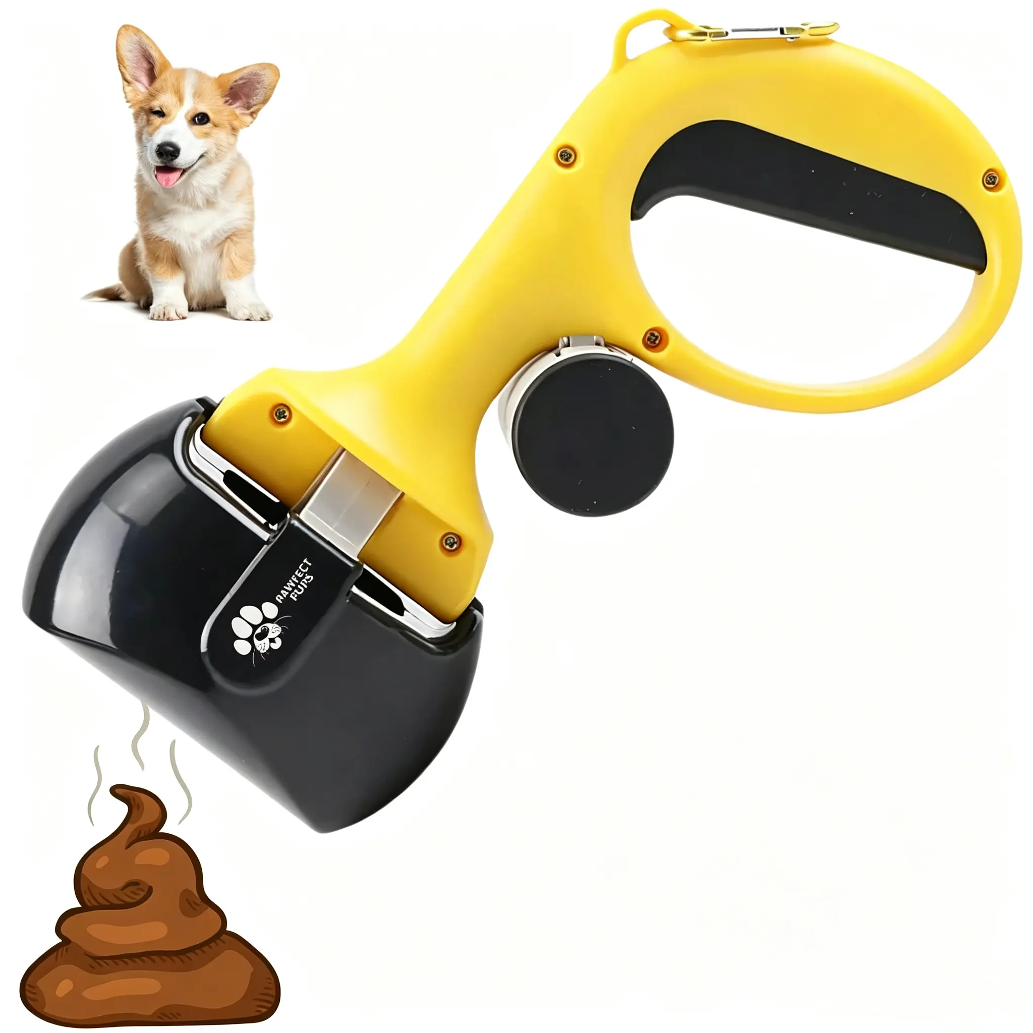 Pet Dog Pooper Scooper, Lightweight Ergonomic Poop Scoop for Small & Medium Dogs, Non-Stick Coating Surface, Portable Design, Easy to Maintain and Clean