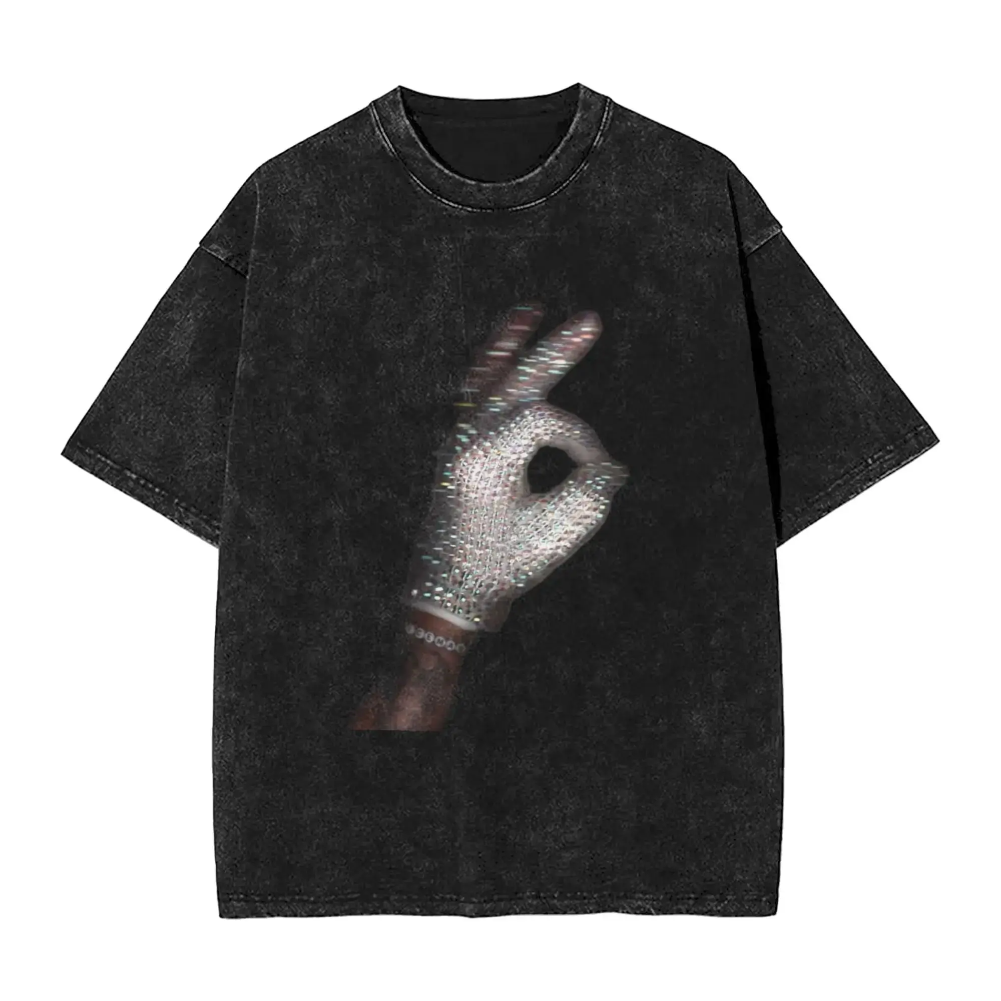 Women's "ICEMAN" Seamless Shimmering Glove Vintage Washed Garments, Cold Aesthetic Retro Graphic Day Outfits, Acid Wash Heavyweight Cotton Shortsleeve T-Shirt, Icon Streetwear Top, Oversized Distressed Tee