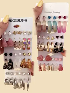 Mixed Color Fashionable Earrings, Fashion Jewelry for Party, Daily Clothing Decor, Trendy All-match & Exquisite Jewelry for Birthday Gift, Dangle Earrings Set