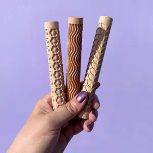 Texture Roller - Wooden Craft Tool for Clay Surfaces - Available in 6 Exciting Textures - Ideal for Crisp Beautiful Imprints - Sold as Singles