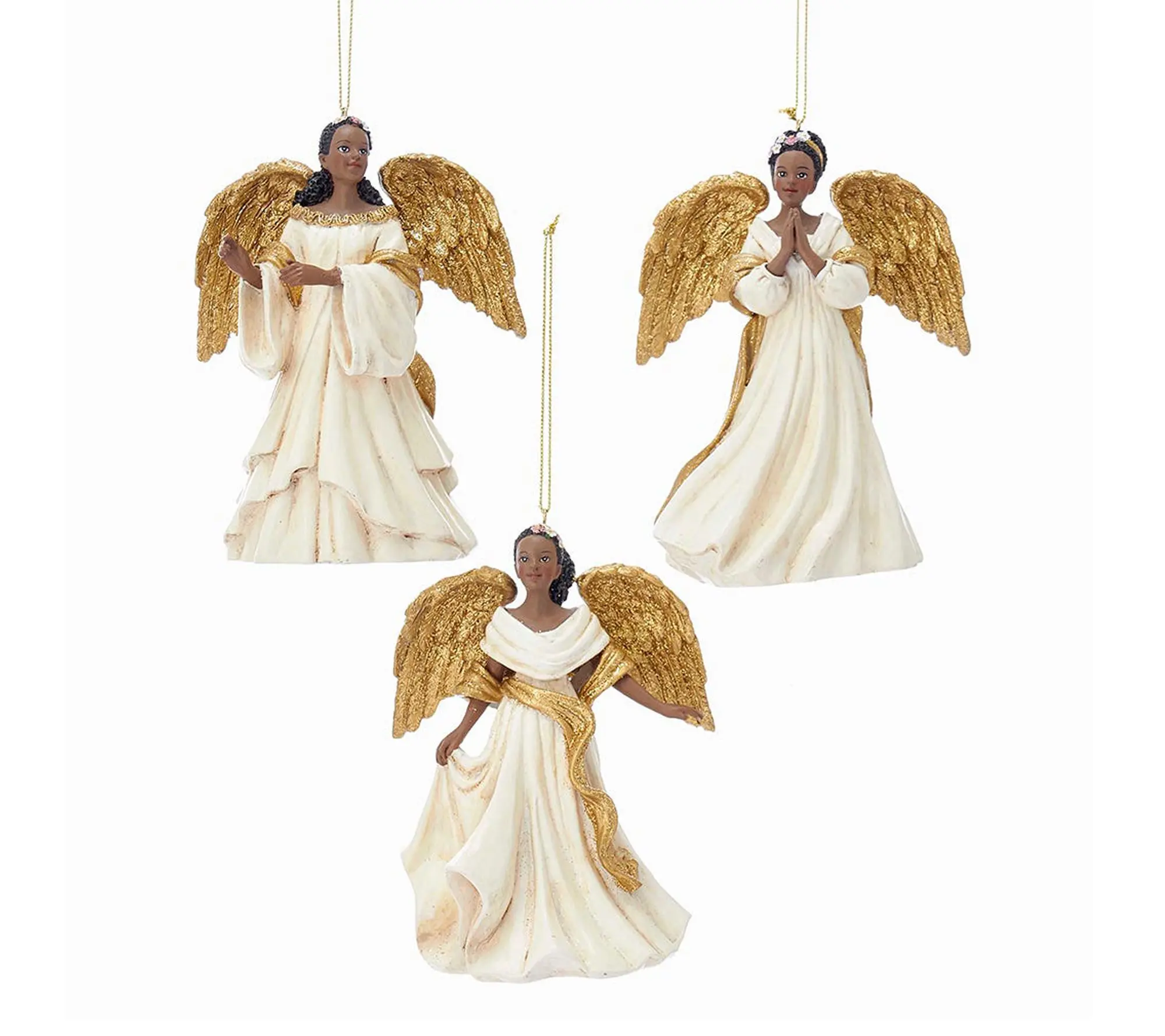 RC Home Decor Elegant Ivory & Gold Angel Ornaments