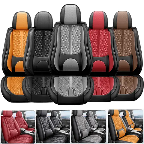 Full Coverage Pickup Truck Seat Covers Custom Fit for Ford F150 2009-2024 2024 2026  Fit for 2017-2025 F250 F350 Crew Cab, Nappa Leather with Center Console Cover - Full Set black