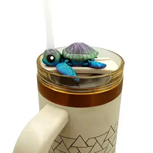 Cinderwing 3D Printed Sea Turtle 10mm Tumbler Straw Topper - Authorized Seller, Not Dishwasher Safe, Unique Design, Handwash Only