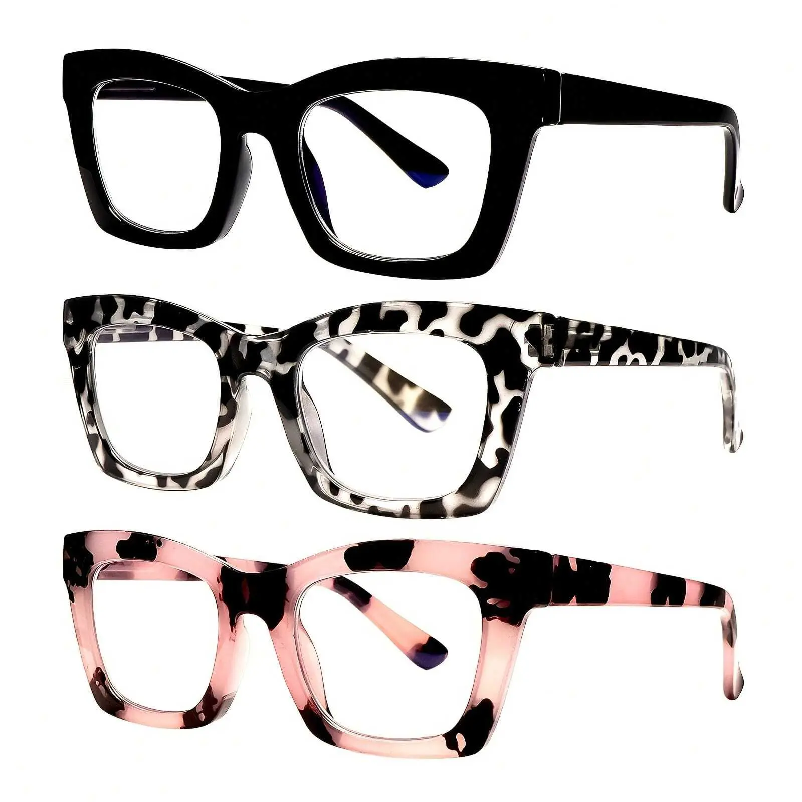 ZOECENT 3 Pack Oprah-Style Women Reading Glasses Blue Light Blocking Large Frame Spring Hinge Reader Degree+1.5+1.75+2.0+2.5+3.0