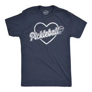 Mens Pickleball Heart T Shirt Funny Awesome Pickle Ball Lovers Tee for Guys Mens Funny T Shirts Cool Vintage Fashion T-Shirt Gift Classic Menswear Pickle Ball Apparel for Men Funny Sarcastic Short Sleeve Navy -
