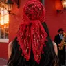New embroidered polyester square scarf fashionable versatile decorative silk scarf 130cm temperament yarn women's thin Square Head Scarf Fashion Hair Scarves Summer Scarf