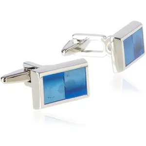Kenneth Cole Reaction Men's Enamel Cufflinks Silver/Blue One Size
