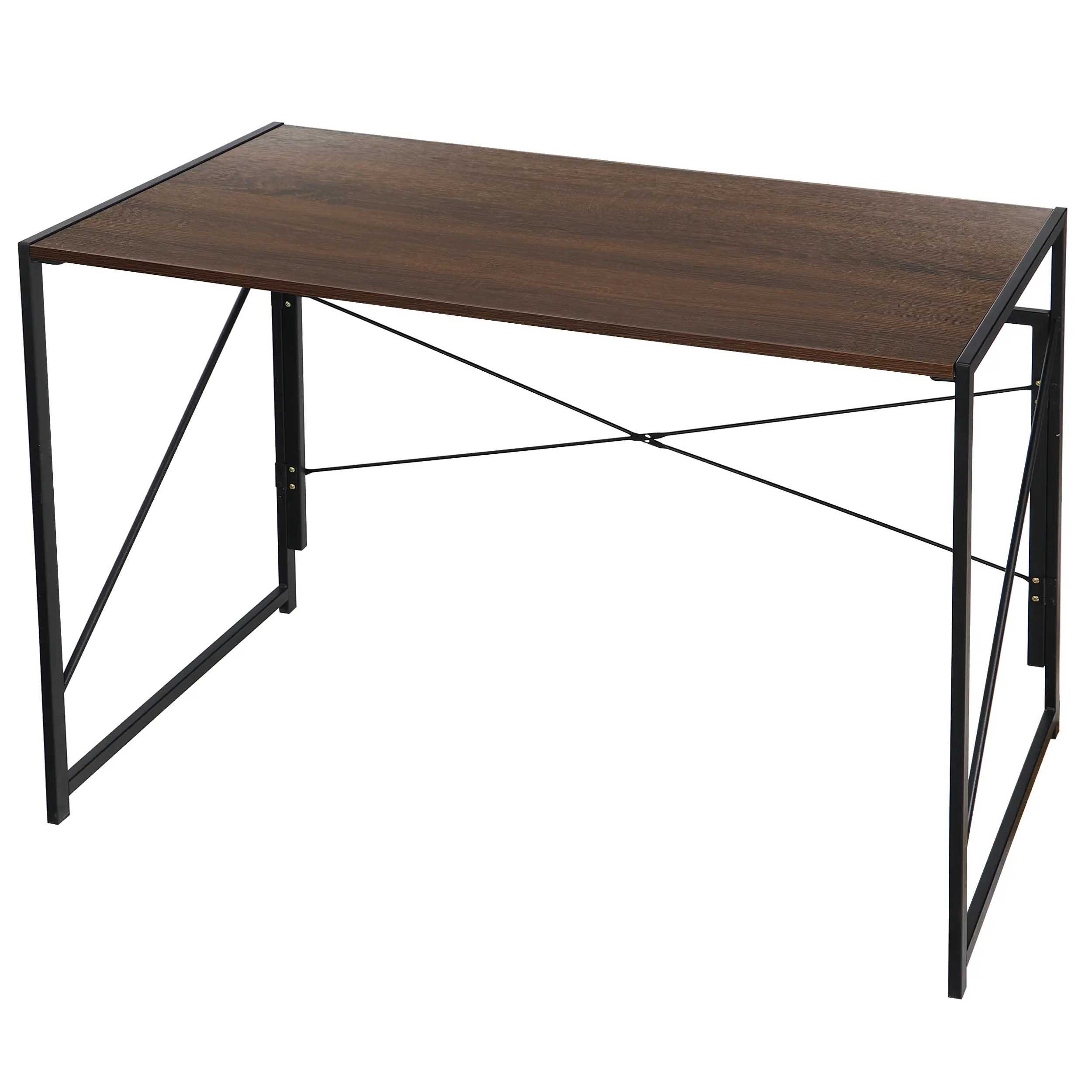 ZENY 39-in Folding Executive Desk - Powder-Coated Sturdy Steel Frame, 250lbs Capacity, Compact Adjustable Lightweight Modern Folding Laptop Table for Writing, WFH (Brown), Computer Desk Stand