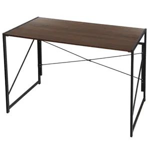 ZENY 39 inch Folding Computer Desk, Modern Sturdy Writing Study Desk Steel Frame 250lbs Capacity Brown