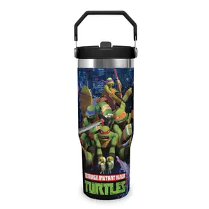 30oz Teenage Mutant Ninja Turtles Space Tumbler Stainless Steel Insulated Cup Leakproof Thermal Mug With Straw Handle TikTok Viral Aesthetic Drinkware Car Cup Holder Friendly Reusable Travel Mug School Gym Outdoor Gift for TMNT Fans