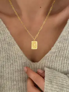 Stainless Steel Initial Pendant Necklace for Women, Simple Classic Casual Style, All Seasons Wearable Jewelry, Initial Letter Necklace