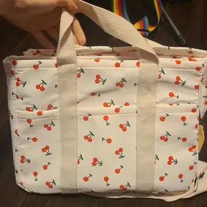 Solid Color/flower & Fruit & Heart Pattern Fabric Storage Tote Bag for Women, Summer 2024 Large Capacity Everything Tote Bag, Travel Essentials, Multiple Pocket Work Bag, Multipurpose Tote Organizer, Travel Essentials Carryall