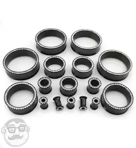 Black PVD Internally Threaded Tunnels with CZ Rim
