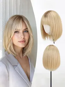 Women's Elegant Fashion Casual Bob Wig Set, Heat Resistant High Density Fiber, All Seasons Wearable, Perfect for Halloween & Christmas