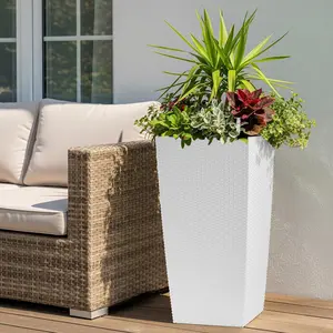 ARCH 30 in Tall Large Flower Pots Planter with Self-Watering Drainage Holes&Inner Trays Indoor Outdoor Plant Pot with Drain Holes, Water Level Monitor, Inner Bucket for Garden, Patio, Porch, Backyard,White