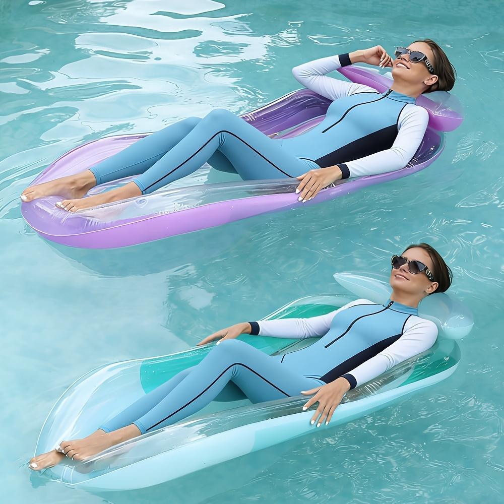 An Inflatable Swimming Float, Gradient Color Version with Backrest, Pool Water Floating Chair, Suitable for Beach, Pool, And Lake Water Activities