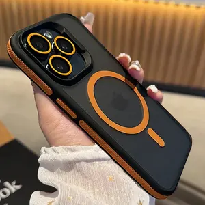 Fin For iPhone Series Luxury Bicolor Matte Magnetic Translucent Case For iPhone 17 16 15 14 13 12 11 Pro Max 16 Plus Magsafe Wireless Charge Bumper Cover