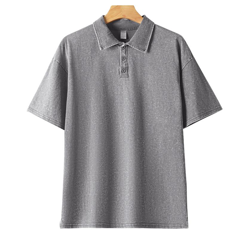TOOTD Premium — Heavyweight 13 oz washed short-sleeve polo shirt (sizes 42–50), 100% cotton, men’s summer apparel