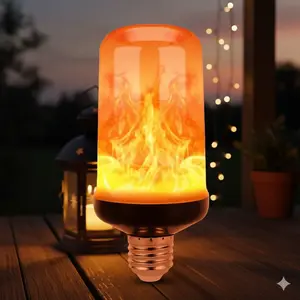 E27 LED Flame Bulb, Realistic Flickering Fire Effect, High Brightness 2835 SMD, Energy Saving Decorative Lighting for Home, Patio, Bar, Cafe. Halloween Christmas Party Decor, Waterproof & Dustproof.
