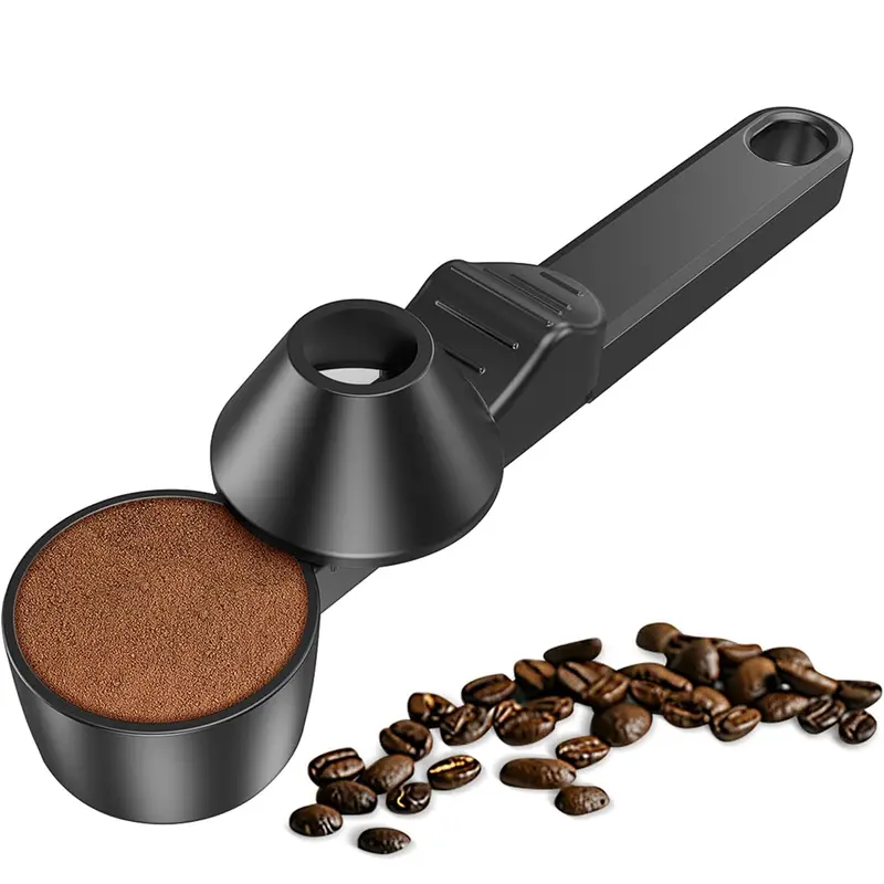 2 tbsp Anti-Skid Funnel-Shape Leveling Scoop with Handle - Narrow-Neck Fit Portable Coffee Equipment, Home Tool for No-Spills Clean Fill of Reusable Pods, Ground Coffee, Protein Powder, Tea