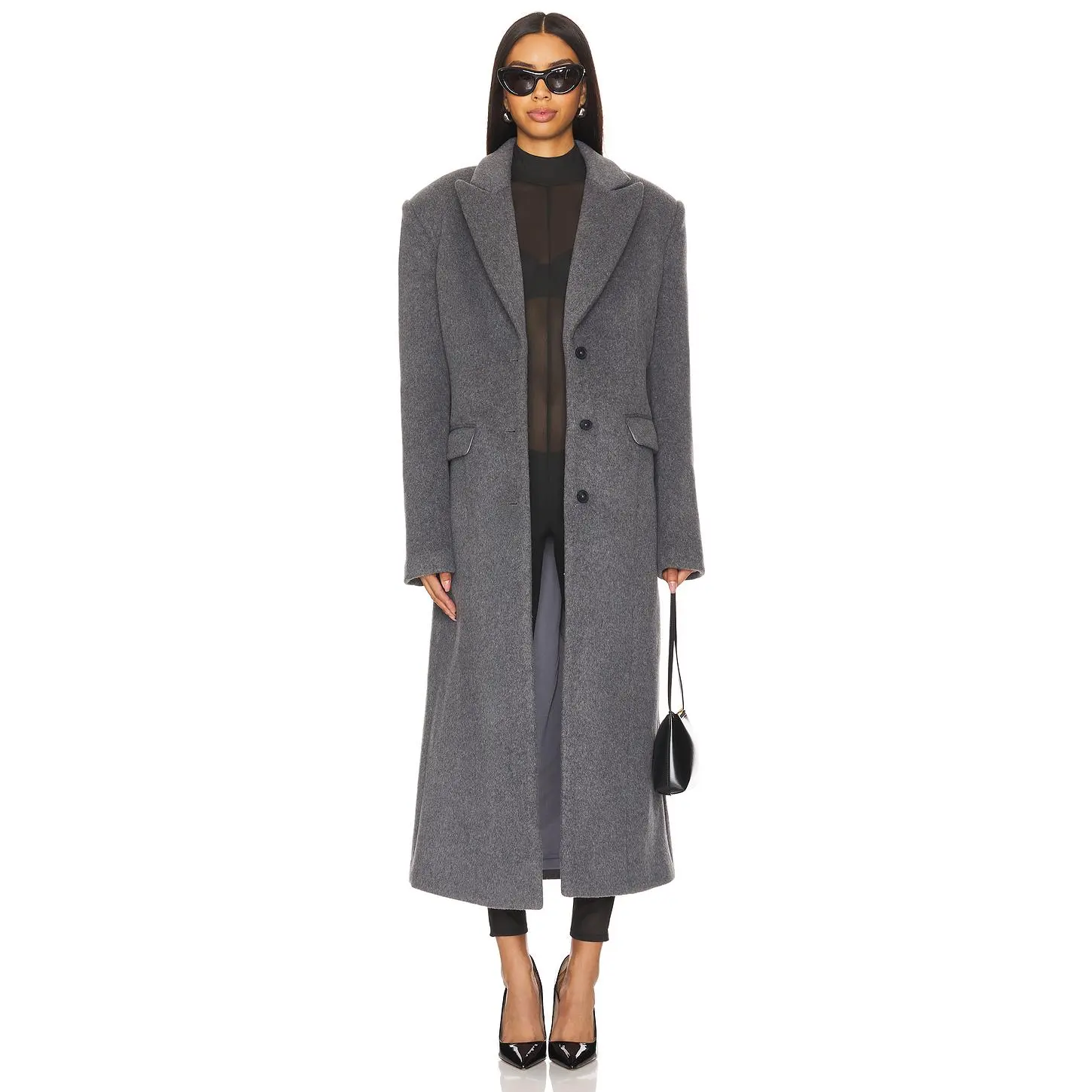Women's Lovers and Friends Ellie Collared Button Padded Jacket - Grey Basic Minimalist Style Fabric Coats Outerwear