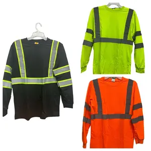 SG Summer Safety Long Sleeve Breathable Birdseye style Shirt with Reflective Tape - Uniform Men's Workwear Clothing for Operator Use - Man, Menswear Casual Crewneck