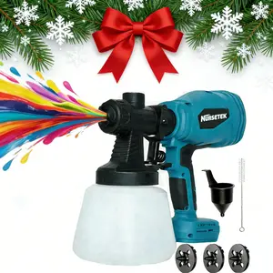 Handheld Electric Spray Gun Cordless，3 Spray Nozzles Design，Perfect for DIY Home Wood Furniture Painting，Fit Makita Foot（No Battery）