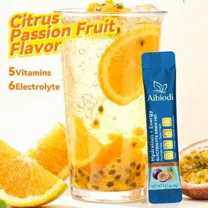Aibiodi Citrus Passion Fruit Electrolyte Powder | Zero Sugar Hydration + Energy Drink Mix | 6 Electrolytes & 5 Vitamins | Keto Friendly | 1 Packets for 16oz Water