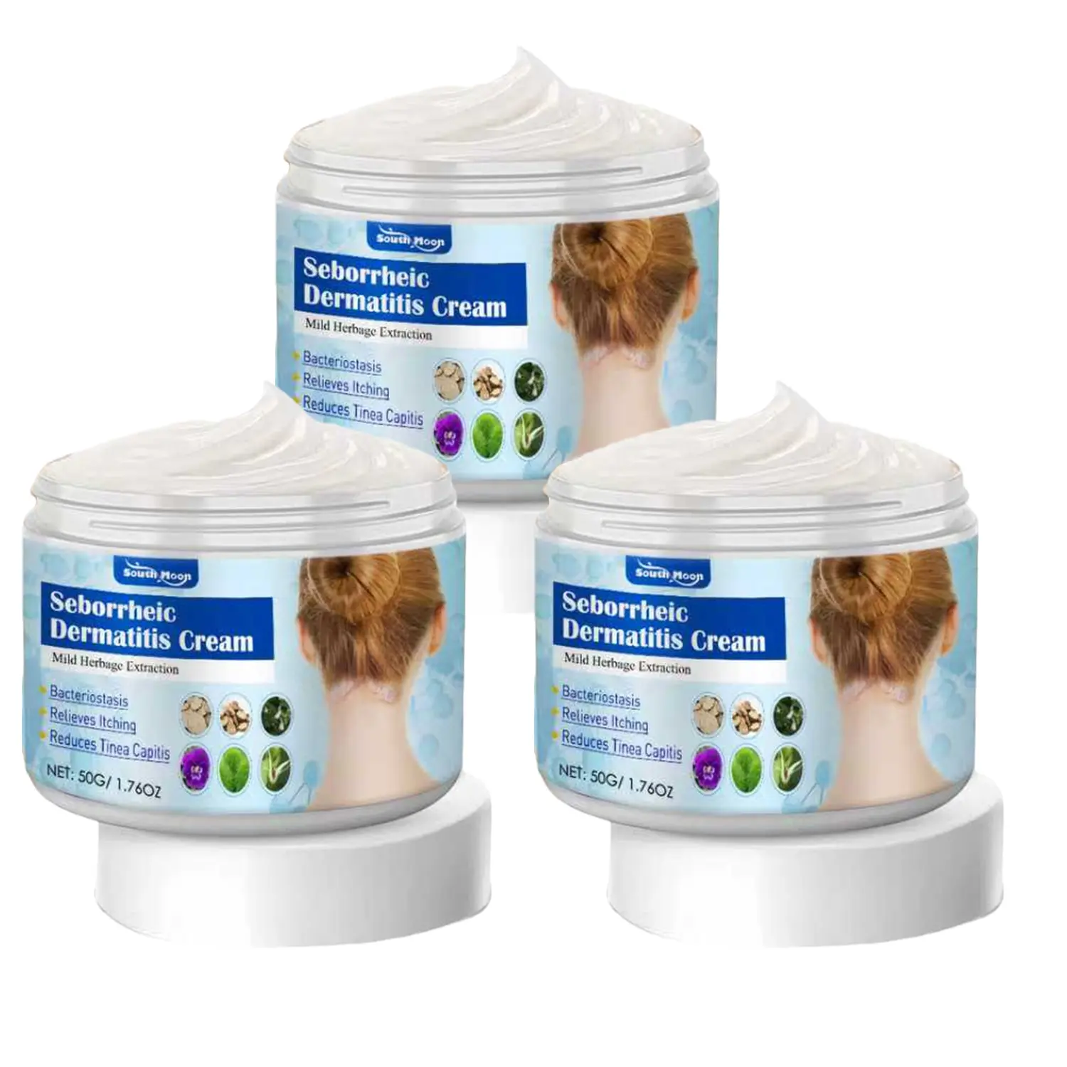 Folliculitis & Seborrheic Dermatitis Treatment Cream - 50g Natural Herbal Formula with Honeysuckle, Dandelion, Sophora, Phellodendron, Mild Moisturizing Hydrating for Sensitive Scalp & Face, Helps Restore Skin Repair