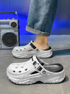 Men's Hole Shoe Sport Sandals, Versatile Slip-On Slippers, Thick Sole Height Increase Lightweight Beach Casual Shoes