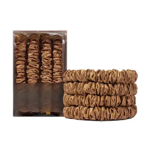 Silk Skinny Scrunchies - Copper | Set of 4 Skinny Scrunchies |  Mulberry Silk, Anti-Crease, Gentle  Hair, Reduces Breakage | Stylish & Durable, Ideal for  Hair Types